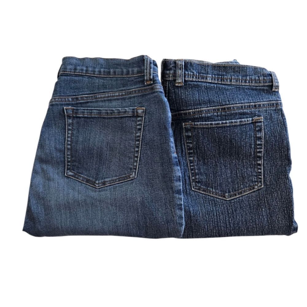 2 Pair Gloria Vanderbilt "Amanda" Jeans Indigo Wash 12 Petite Short Denim Pants